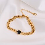 Cuban Chain Bracelet Supplier - European American Style with Black Stone
