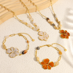 Oil Drop Flower Necklace Factory - Natural Stone Beaded Chain 18K Gold Plated