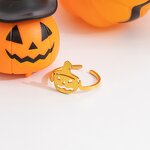 Halloween Ring Supplier - Stainless Steel Open 18K Gold Cartoon Pumpkin