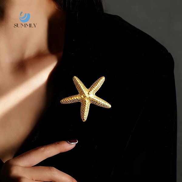 Starfish Brooch Supplier - Wholesale Trendy Waterproof 18K Gold Plated