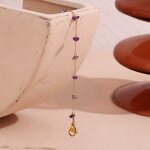 Purple Crystal Choker Supplier - Gold Plated Gemstone Bead Stainless Steel