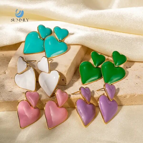 Heart Pendant Earrings Supplier - Trendy Wholesale Simple 18K Gold Plated
