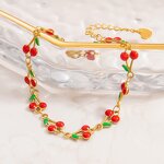 Bangle Supplier - Wholesale Vintage Cherry Chain 18K Gold Plated Stainless