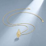 Zircon Leaf Necklace Manufacturer - Vintage 925 Silver 18K Gold Plated Fine