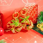 Christmas Earring Supplier - Crystal Tree Joker 18K Gold Stainless Steel Hoop