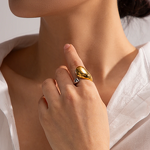 Geometric Ring Factory - Personalized 18K Gold Plated Water Drop Statement