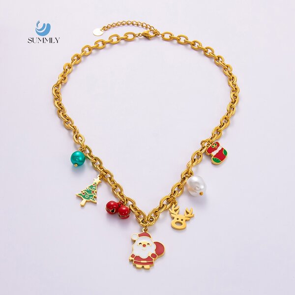 Christmas Jewelry Set Factory - 18K Gold Plated Stainless Steel Pendant Set
