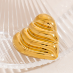 Heart Brooch Factory - Vintage Wholesale Corrugated 18K Gold Plated Stainless