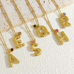 Birthstone Necklace Supplier - Vintage 26 Letter Pendant 18K Gold Plated