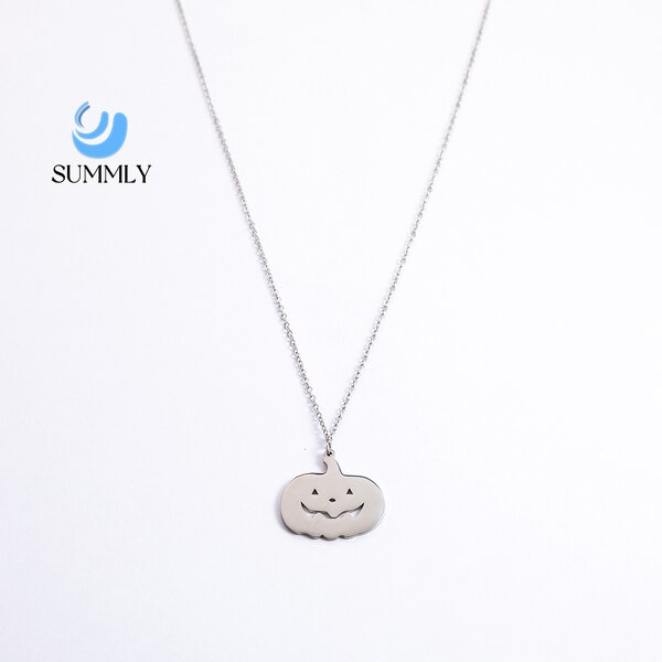 Halloween Necklace Factory - Pumpkin Ghost Stainless Steel Pendant Charm