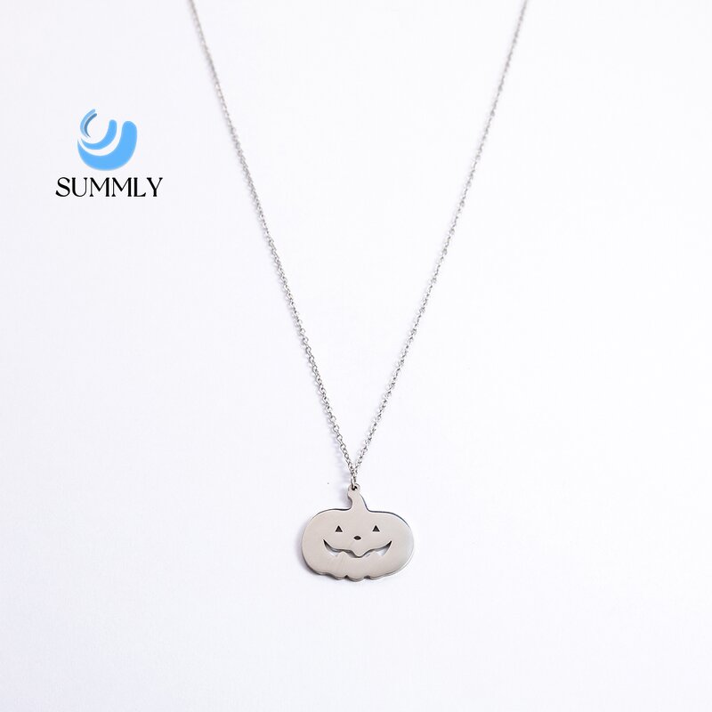 Halloween Necklace Factory - Pumpkin Ghost Stainless Steel Pendant Charm