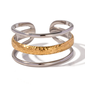Three-Layer Opening Ring Factory - Women's Fashion Simple Waterproof 18K Gold