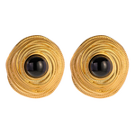 Round Earrings Supplier - High Quality Vintage 18K Gold Plated Agate