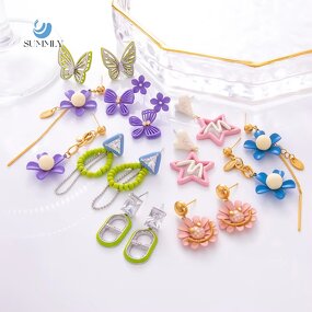 Butterfly Flower Earrings Supplier - 925 Silver Oil Dropping Gold Plated