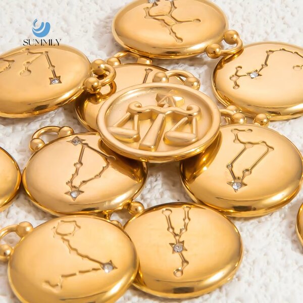 Constellations Charm Manufacturer - Twelve Zircon 18K Gold Plated Stainless Steel