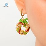 Christmas Earring Supplier - Crystal Tree Joker 18K Gold Stainless Steel Hoop