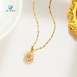 Sunflower Necklace Supplier - Rotating Zirconia 18K Gold Plated Stainless Steel