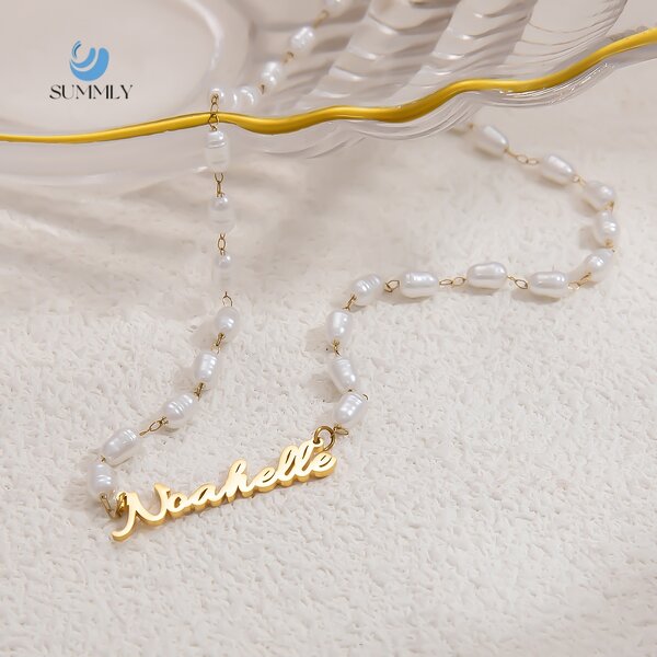 Name Necklace Manufacturer - Personalized Custom English Letter Pearl Chain