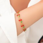 Bangle Supplier - Wholesale Vintage Cherry Chain 18K Gold Plated Stainless