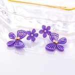 Butterfly Flower Earrings Supplier - 925 Silver Oil Dropping Gold Plated
