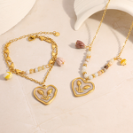Drip Oil Heart Necklace Manufacturer - Vintage Beaded Chain 18K Gold Plated