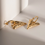 Water Wave Stud Earrings Supplier - Dropshipping Engraved 18K Gold Plated