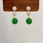 Mosquito Coil Ear Clip Supplier - Vintage Green Agate Zircon 18K Gold Plated