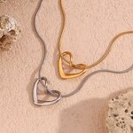 Hollow Heart Necklace Factory - Gold Plated Snake Chain Vintage Stainless Steel