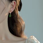 Mosquito Coil Ear Clip Factory - Vintage Green Agate Pearl 18K Gold Plated Copper