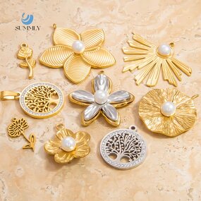 Flower Pendant Manufacturer - DIY Non Fading 18K Gold Plated Stainless Steel
