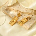 Geometric Drop Earrings Manufacturer - Oversize Rectangular 18K Gold Plated