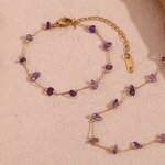 Purple Crystal Choker Supplier - Gold Plated Gemstone Bead Stainless Steel