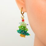 Christmas Earring Supplier - Crystal Tree Joker 18K Gold Stainless Steel Hoop