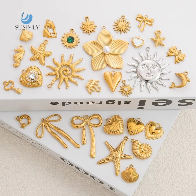 Gold Plated Pendant Factory - 18K Stainless Steel Bow Starfish Heart DIY