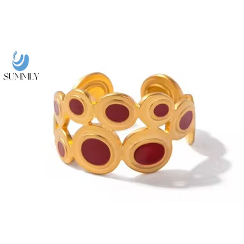 Double Layer Ring Manufacturer - Waterproof 18K Gold Plated Red Dripping Oil