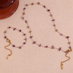 Purple Crystal Choker Supplier - Gold Plated Gemstone Bead Stainless Steel