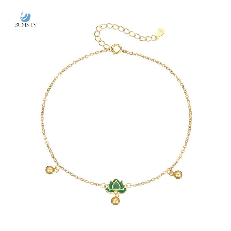 Lotus Beads Anklet Factory - 18K Gold Plated 925 Sterling Silver for Women