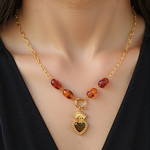 Resin Beads Necklace Factory - Trendy Autumn Winter 18K Gold Plated Charms