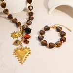 Heart Pendant Jewelry Set Supplier - Autumn Winter Resin Beads 18K Gold Plated