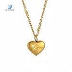 Collarbone Necklace Manufacturer - Heart Pendant 18K Gold Plated Stainless Steel