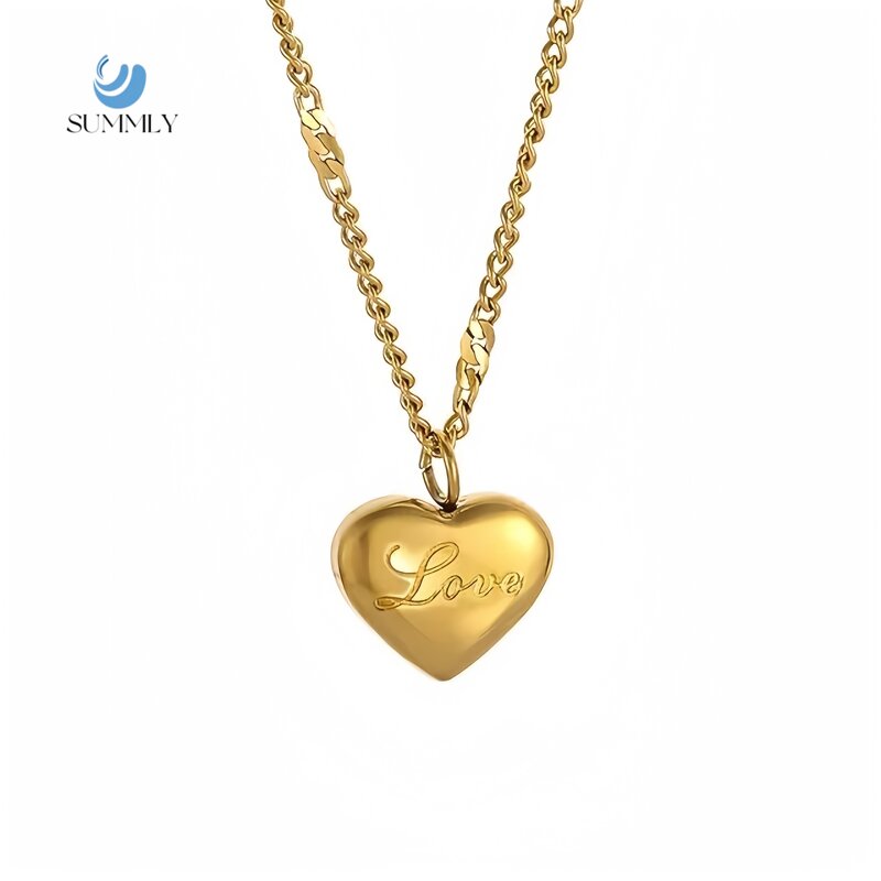 Collarbone Necklace Manufacturer - Heart Pendant 18K Gold Plated Stainless Steel