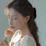 Mosquito Coil Ear Clip Factory - Vintage Green Agate Pearl 18K Gold Plated Copper