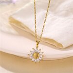 Sunflower Necklace Factory - Vintage Zirconia 18K Gold Plated Stainless Steel