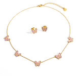 Pink Butterfly Jewelry Set Factory - Oil Drop 18K Gold Plated Necklace Set