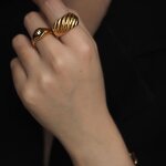 Bread Twist Ring Manufacturer - Waterproof 18K Gold Plated Stainless Steel Croissant