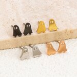 Halloween Earrings Supplier - Cute Pumpkin Ghost Stainless Steel Stud