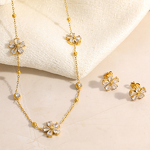 Zircon Flower Jewelry Set Manufacturer - Trendy 18K Gold Plated Blossom Set