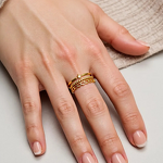 Geometric Bead Ring Supplier - Vintage 18K Gold Plated Open Hollow Ring