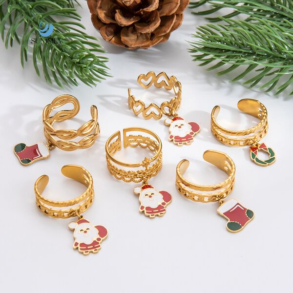 Christmas Charm Supplier - Christmas Style 18K Gold Plated Stainless Steel