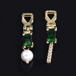 Mosquito Coil Ear Clip Manufacturer - Vintage Green Zircon Pearl 18K Gold Plated